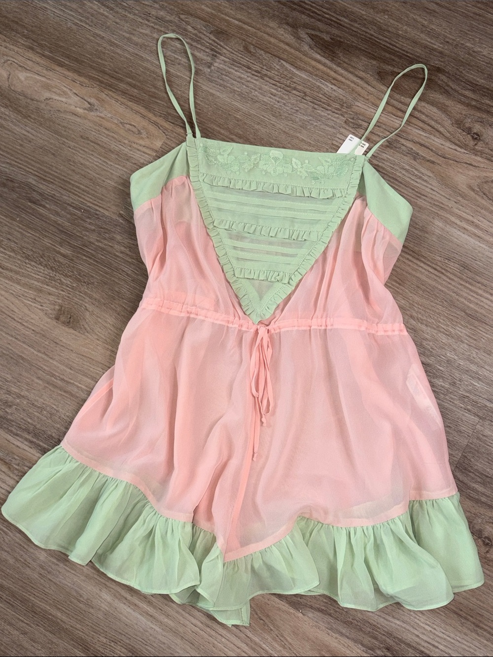 NWT Anthropologie LyreBird Sheer Ruffle Romper Size XS